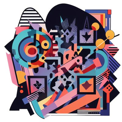 Abstract Geometric Vector QR Code for Stickers