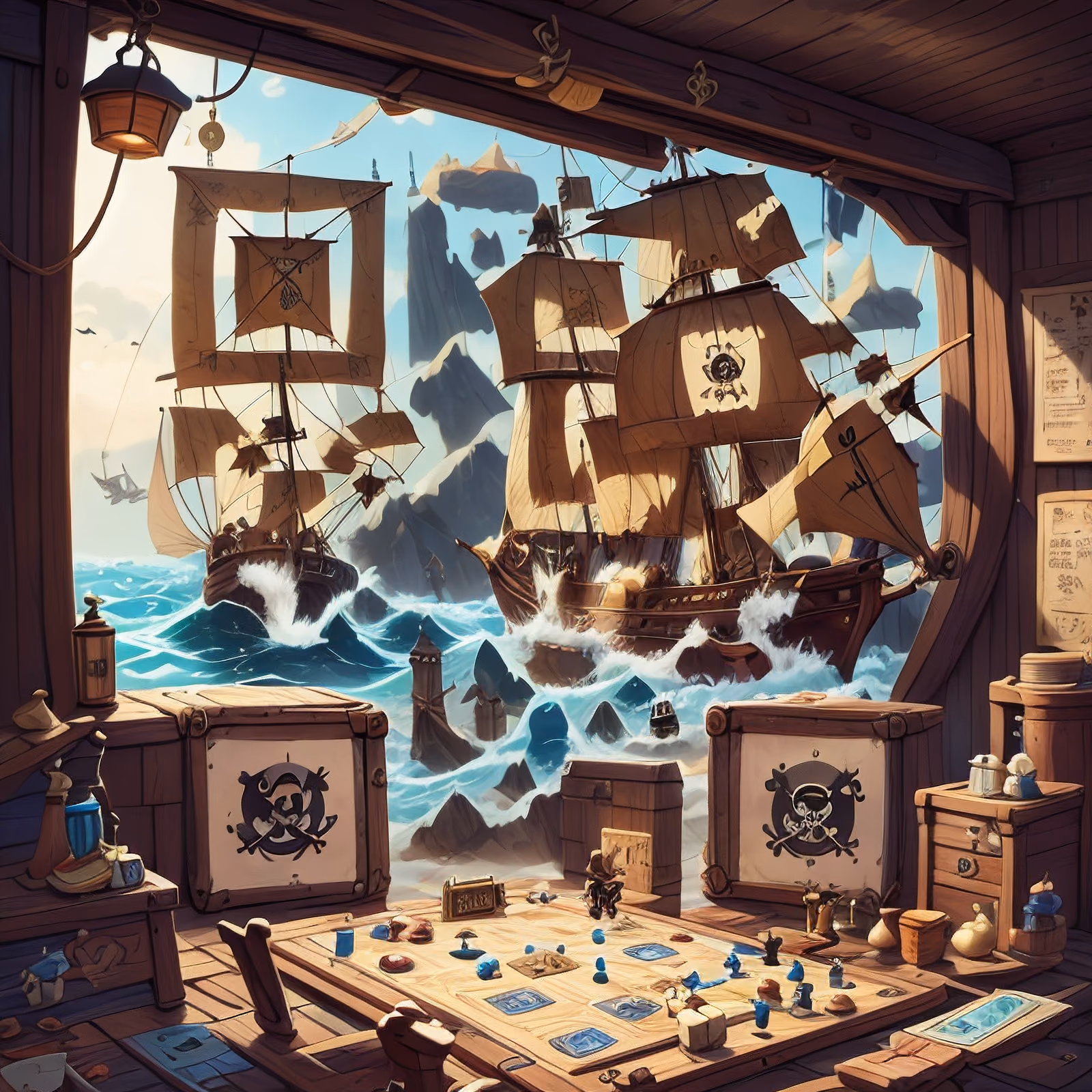 Pirate Ship Cabin Board Game QR Code Art — image 1