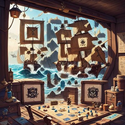 Pirate Ship Cabin Board Game QR Code Art