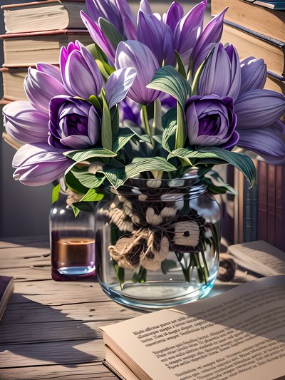 Lilac Flowers in Vase Photorealistic QR Code Art
