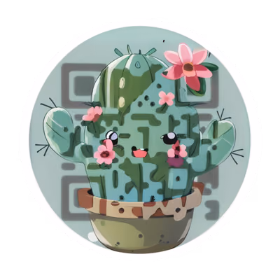 Кавайный кактус, вектор: QR-код для стикеров — изображение 1