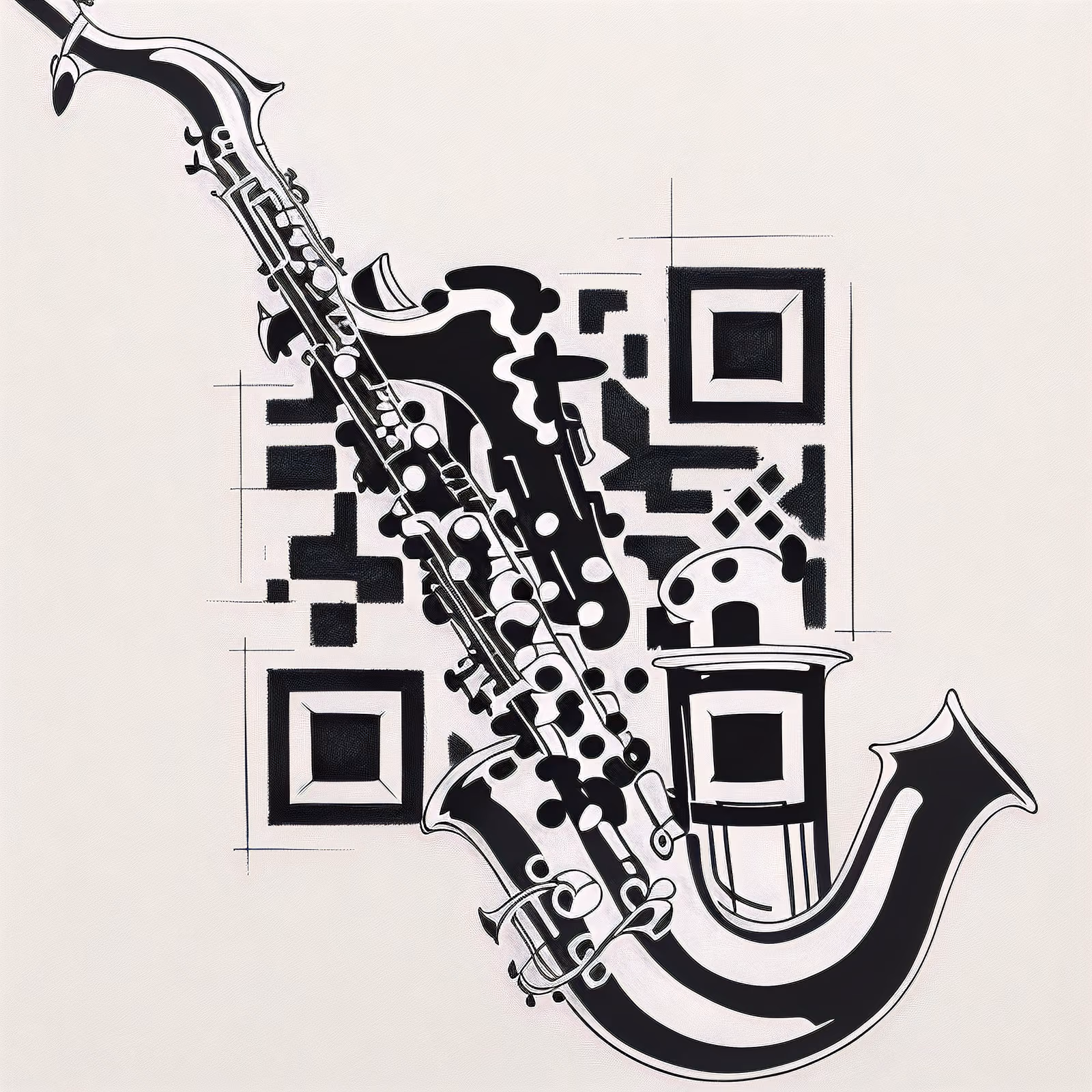 Saxophone Ink Tattoo QR Code for Posters — image 1