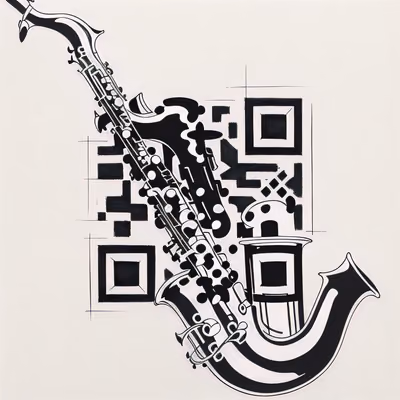 Saxophone Ink Tattoo QR Code for Posters — image 1