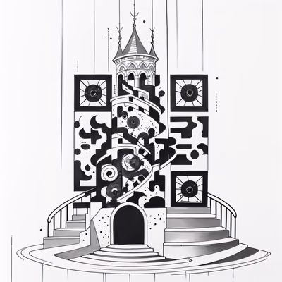 Эльфийская башня: тату тушью, QR-код для временных татуировок — изображение 1