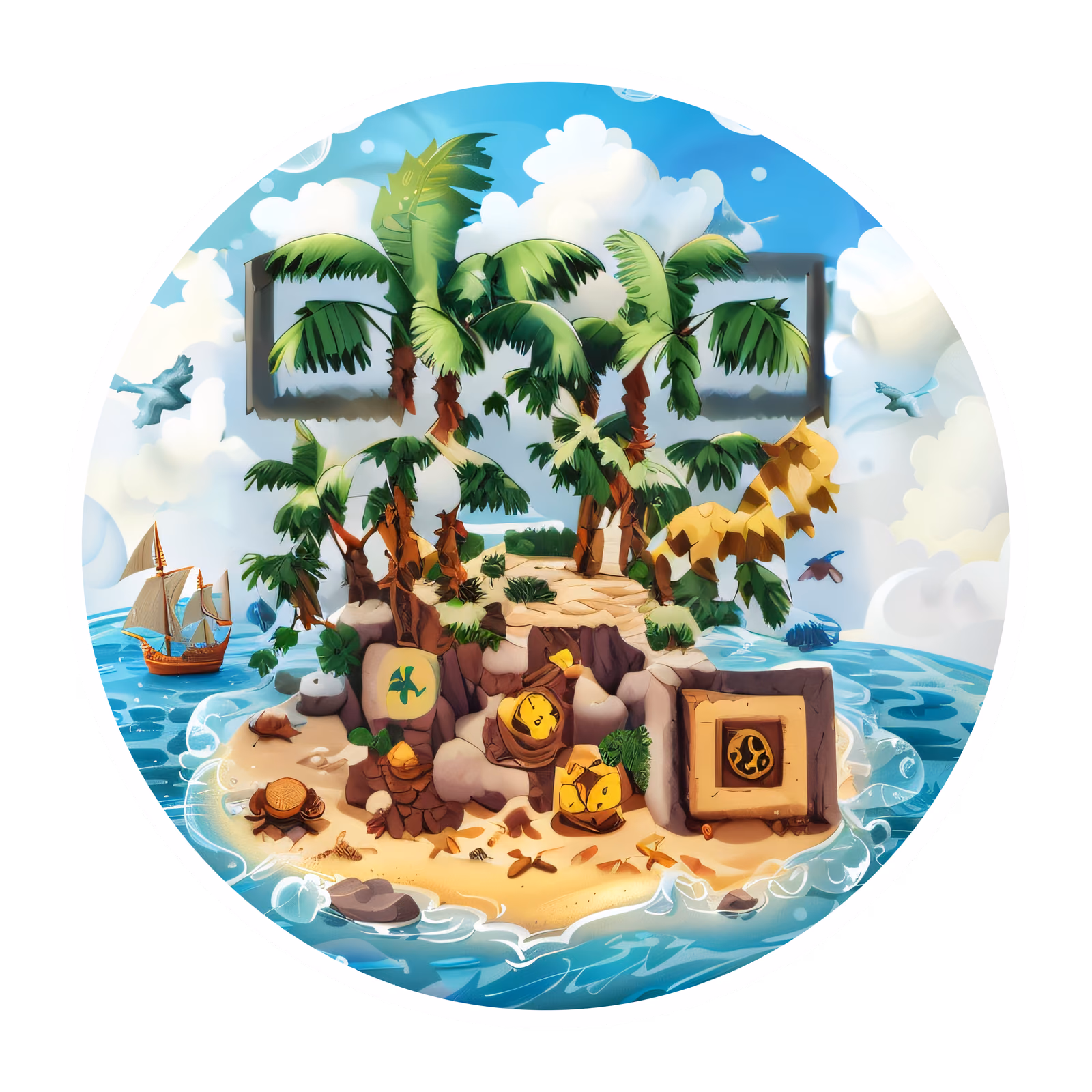 Treasure Island Palm Cartoon QR Code for Stickers — image 1
