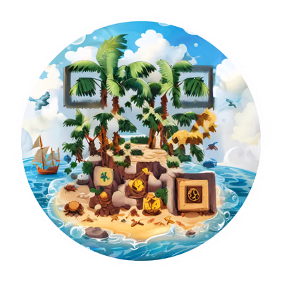 Treasure Island Palm Cartoon QR Code for Stickers — image 1