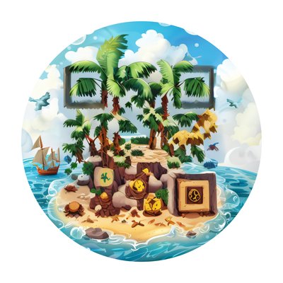 Treasure Island Palm Cartoon QR Code for Stickers