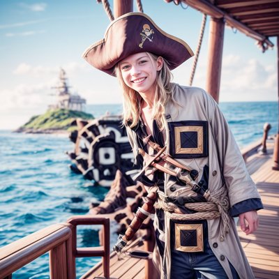 Young Pirate on Deck Photorealistic QR Code for Posters