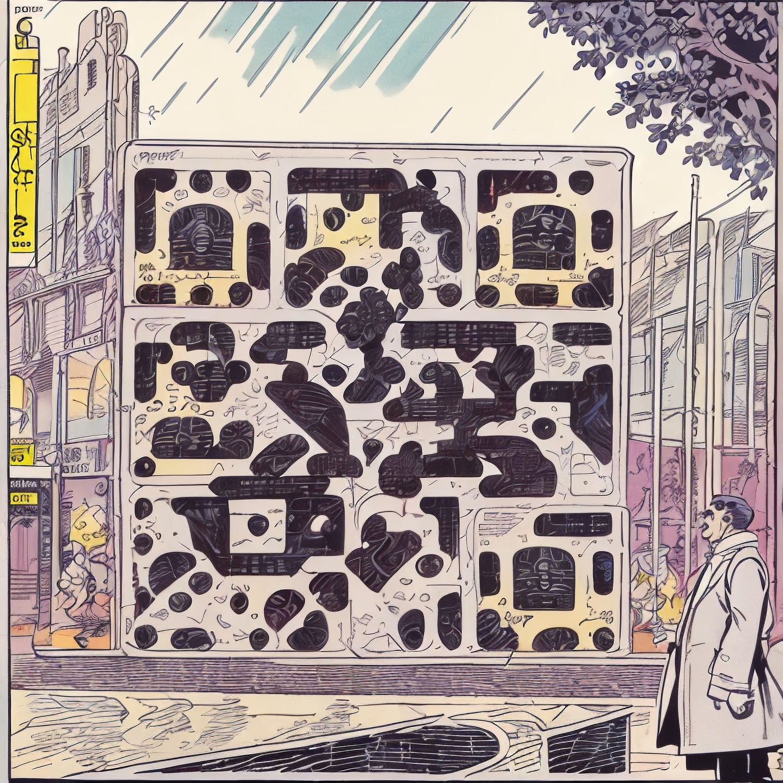 Comic Panel City Street Man QR Code for Posters — image 1