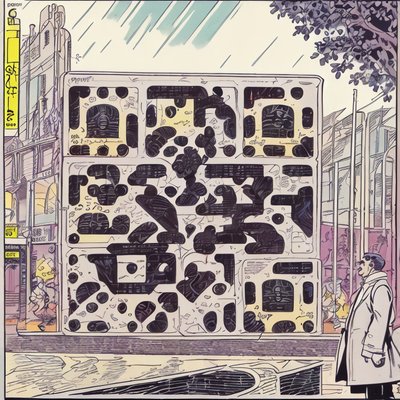 Comic Panel City Street Man QR Code for Posters
