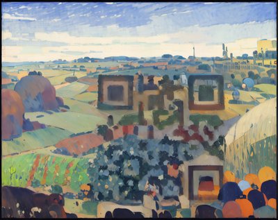 Haystacks Countryside Oil Painting QR Code Art