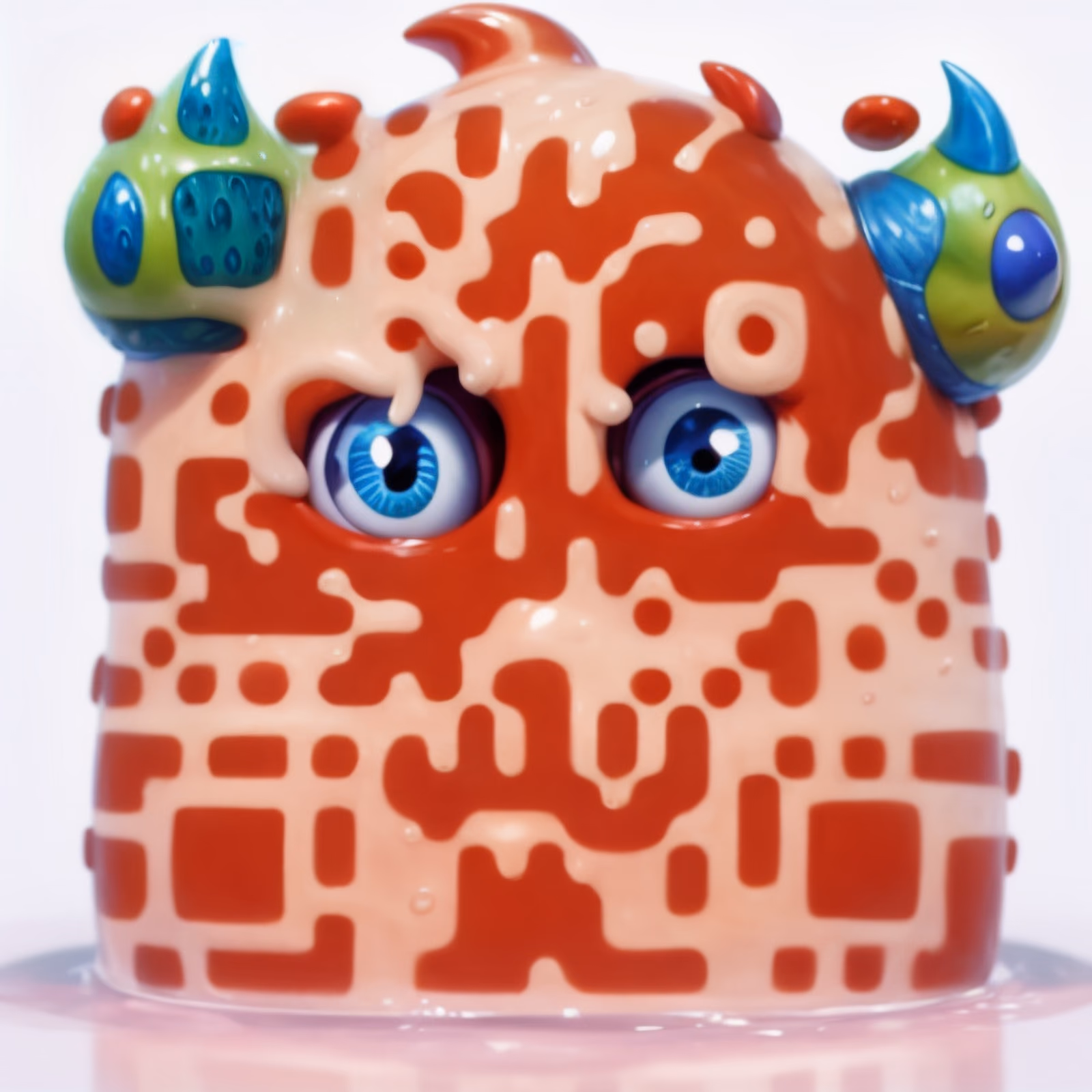 Red Slime Monster Eyes 3D QR Code for Stickers — image 1