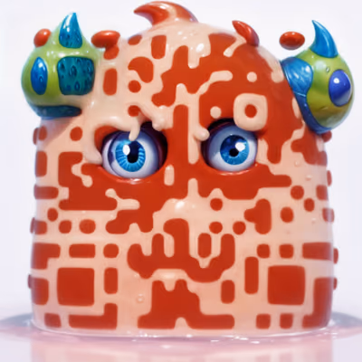 Red Slime Monster Eyes 3D QR Code for Stickers — image 1