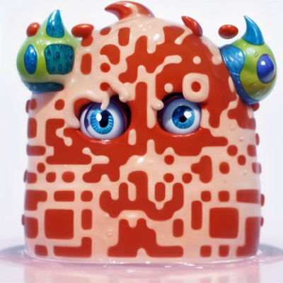 Red Slime Monster Eyes 3D QR Code for Stickers