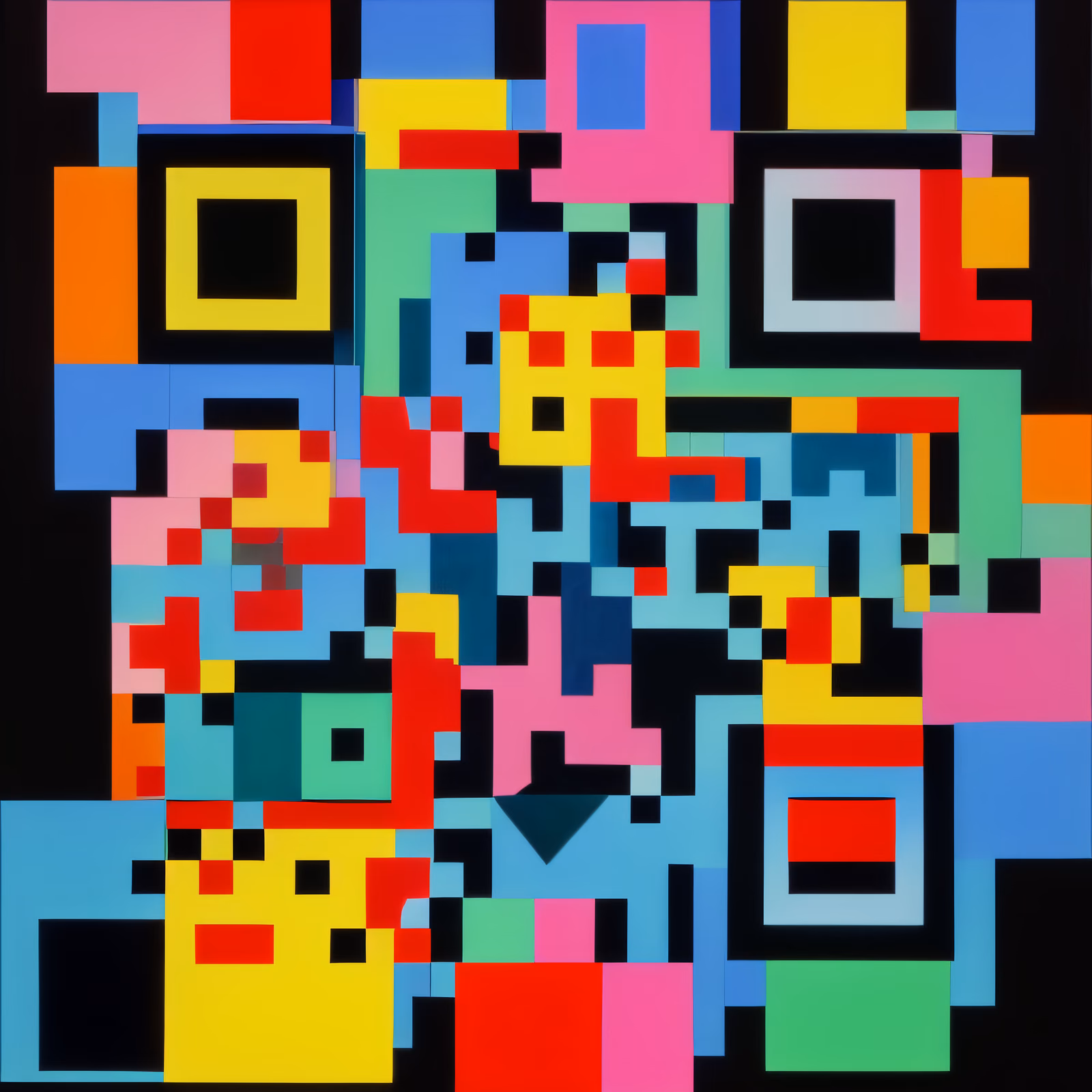 Colorful Geometric Block Abstract Pattern QR Code Art — image 1