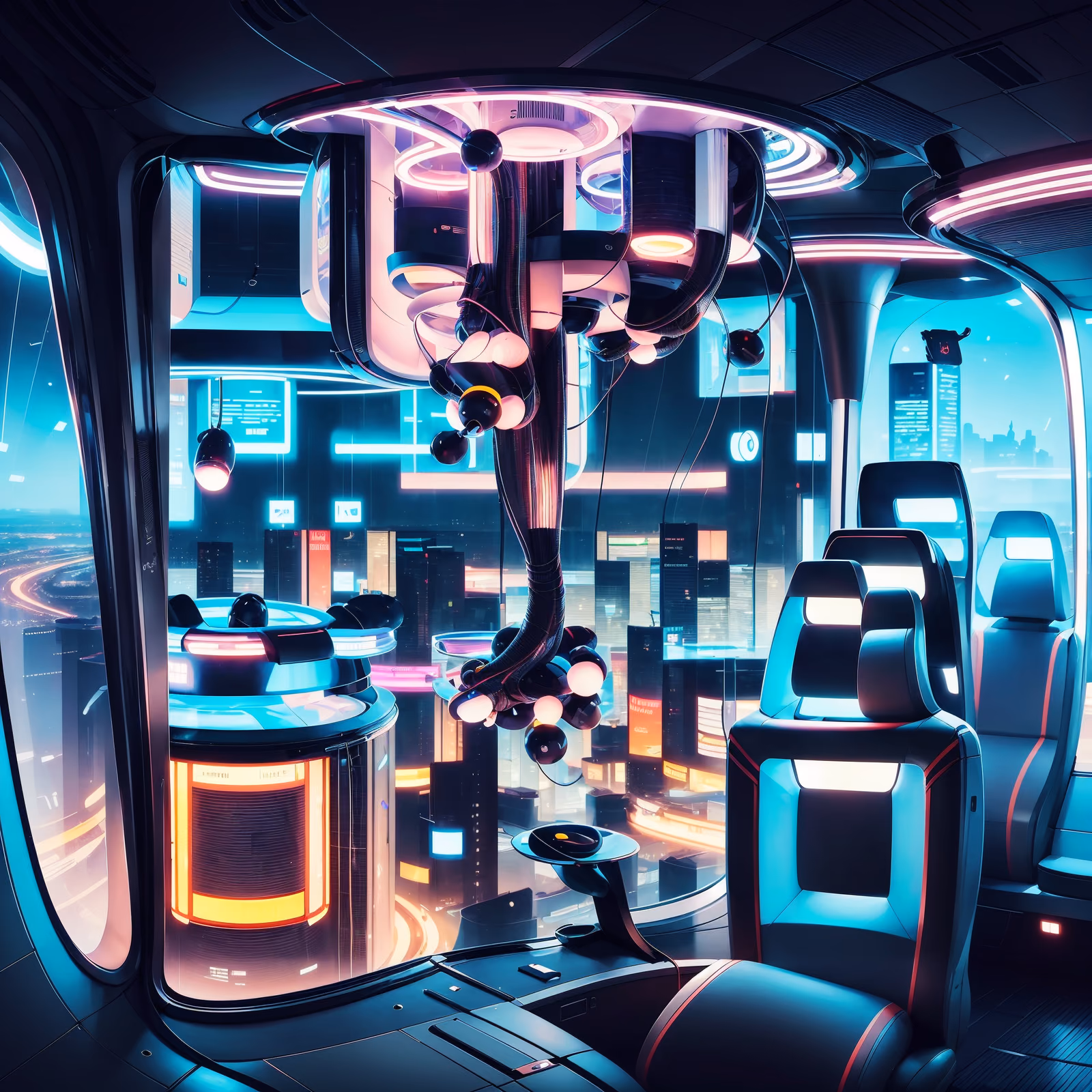 Futuristic Gondola Capsule Interior QR Code for Posters — image 1