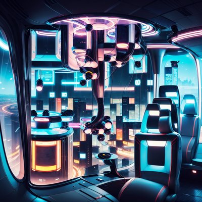 Futuristic Gondola Capsule Interior QR Code for Posters