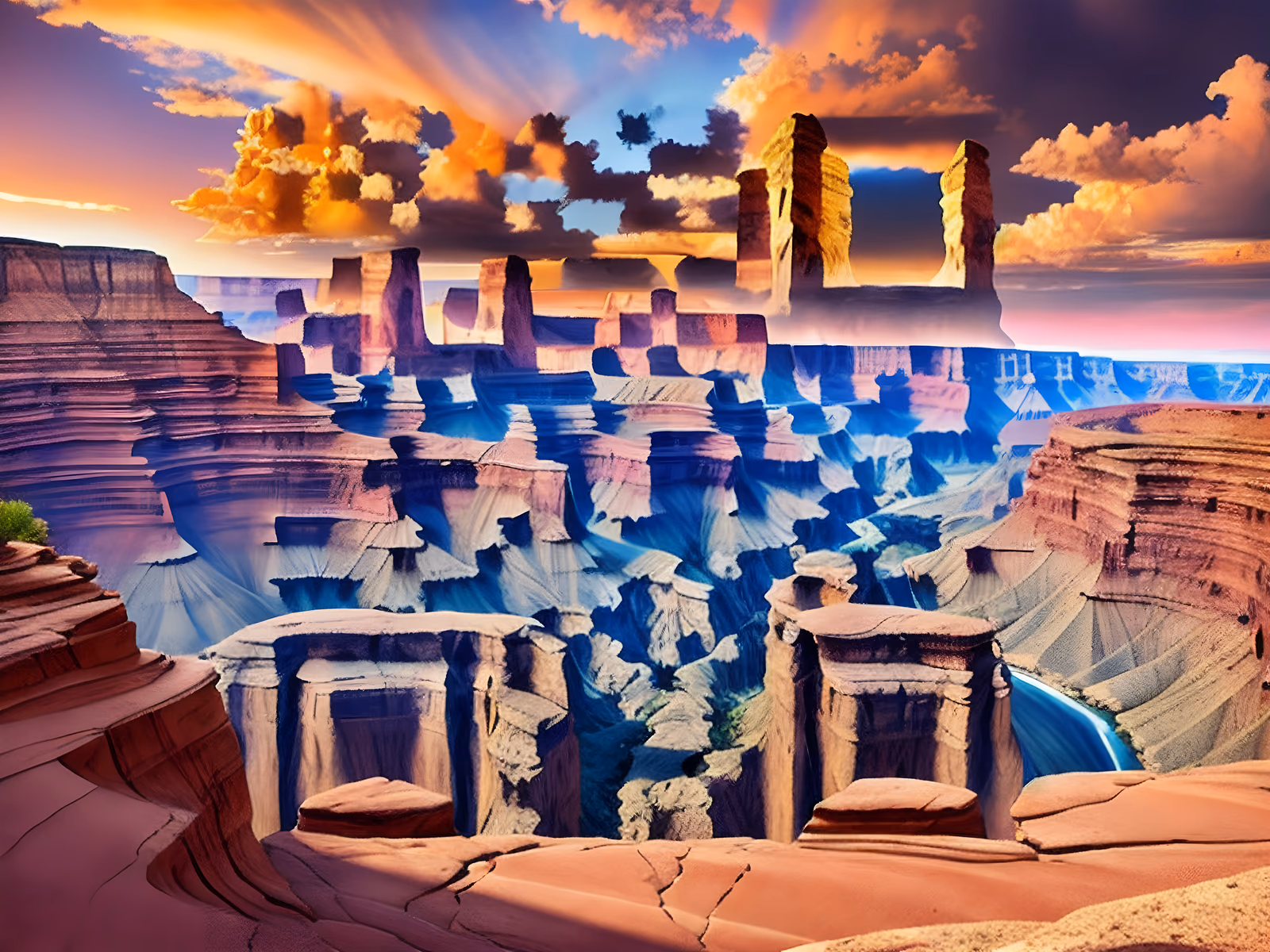 Red Canyon Sunset Digital Painting QR Code Art — image 1