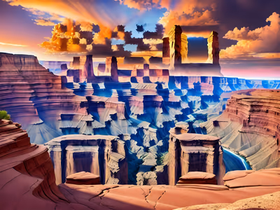 Red Canyon Sunset Digital Painting QR Code Art — image 1