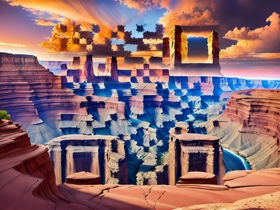 Red Canyon Sunset Digital Painting QR Code Art