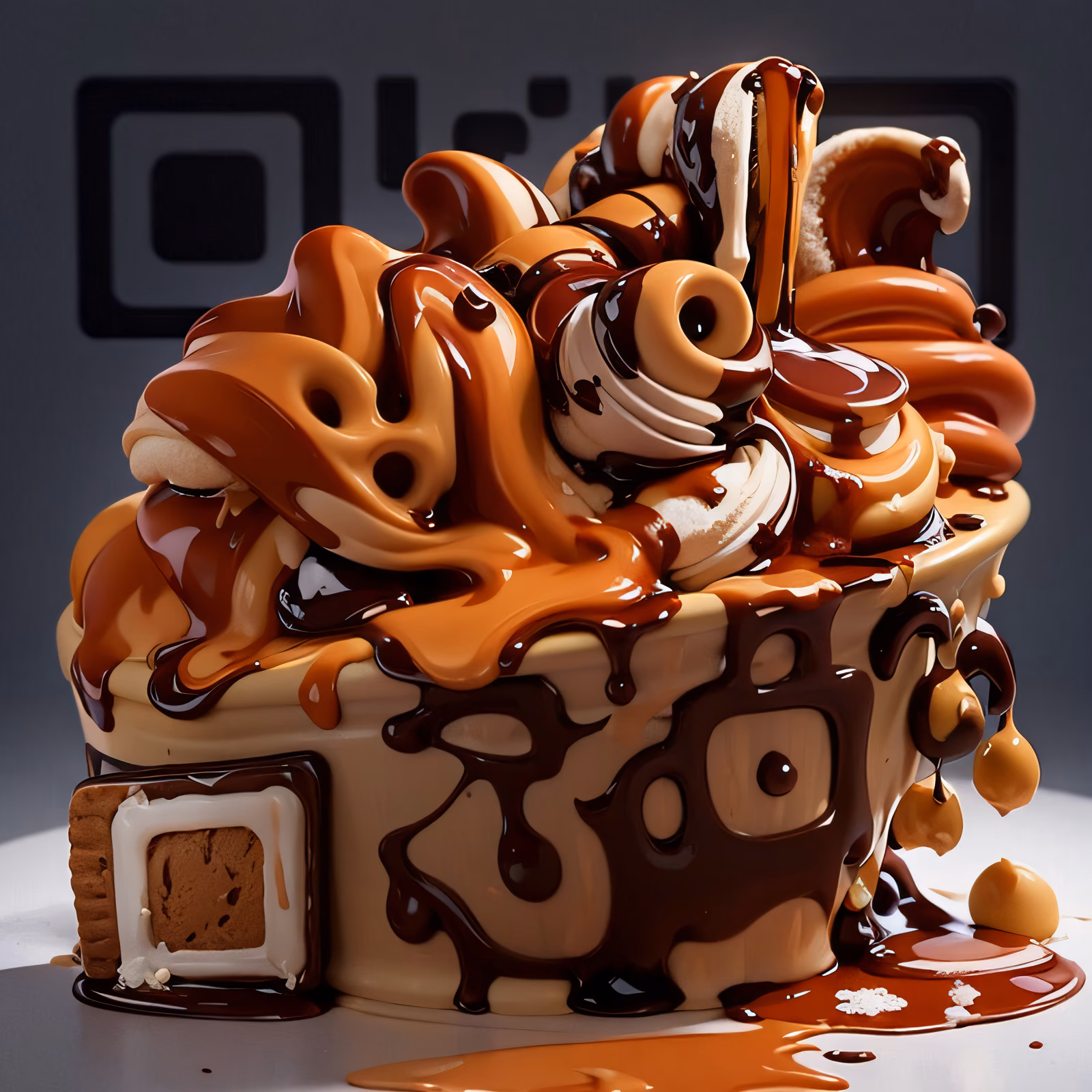 Caramel Chocolate Ice Cream 3D QR Code for Restaurant Menus — image 1