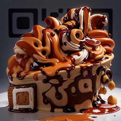 Caramel Chocolate Ice Cream 3D QR Code for Restaurant Menus