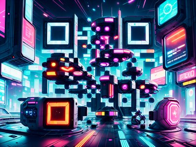 Neon Sci-Fi Tech Hub Cyberpunk QR Code Poster Art