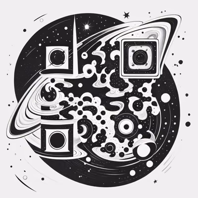 Ringed Planet Cosmic Line Art QR Code for Temporary Tattoos — image 1