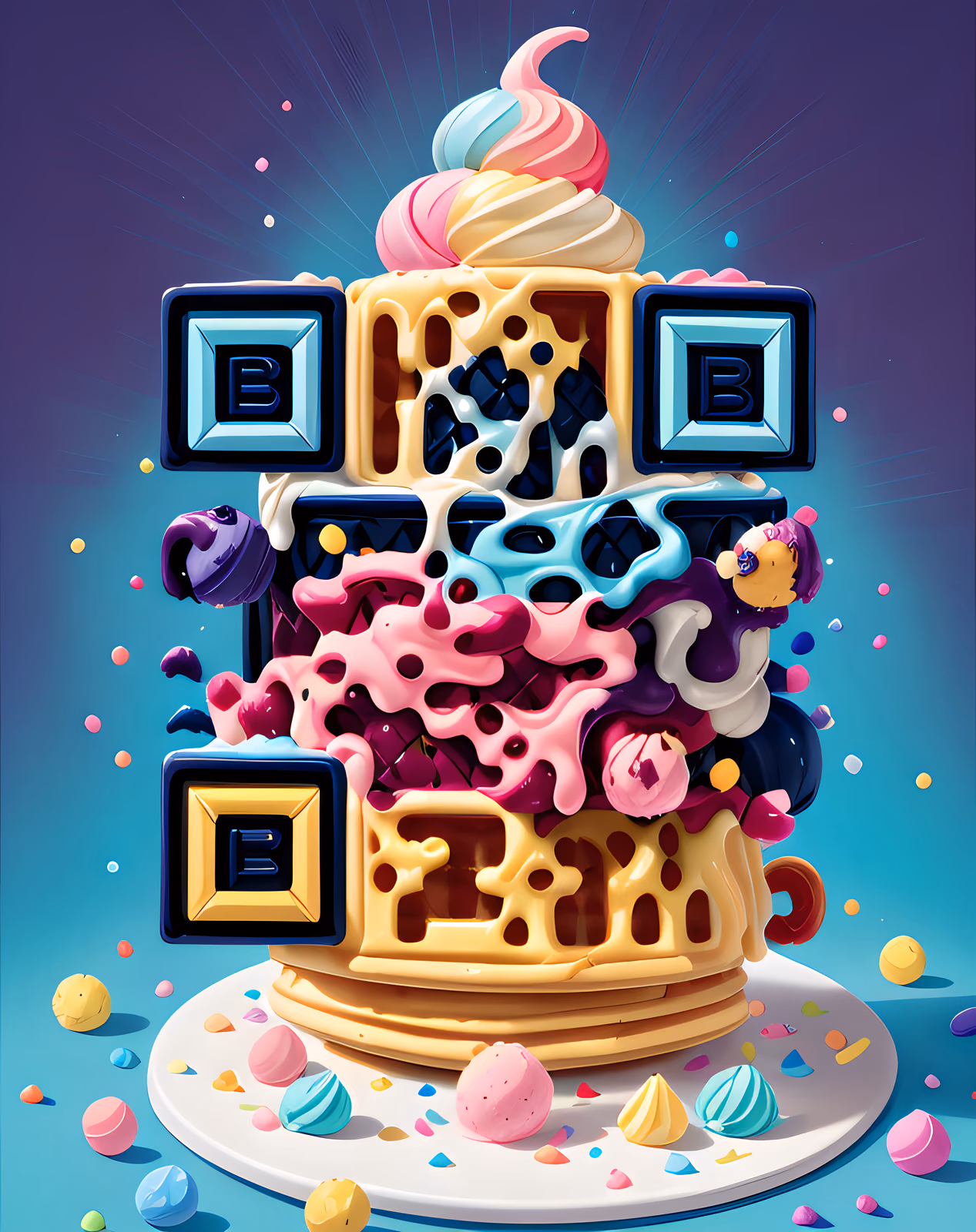Тающая радужная башня из мороженого: QR-код для меню ресторана — изображение 1