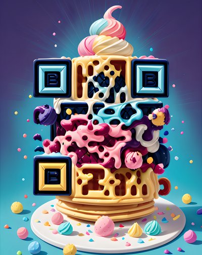 Melting Rainbow Ice Cream Tower QR Code for Restaurant Menus