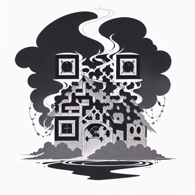 Хижина ведьмы: рисунок тушью, QR-код для временных тату — изображение 1