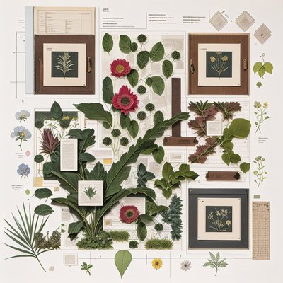 Botanical Specimen Collage QR Code Art