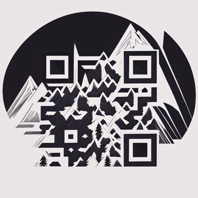 Mountain Range Vector Line Art QR Code for Temporary Tattoos — image 1