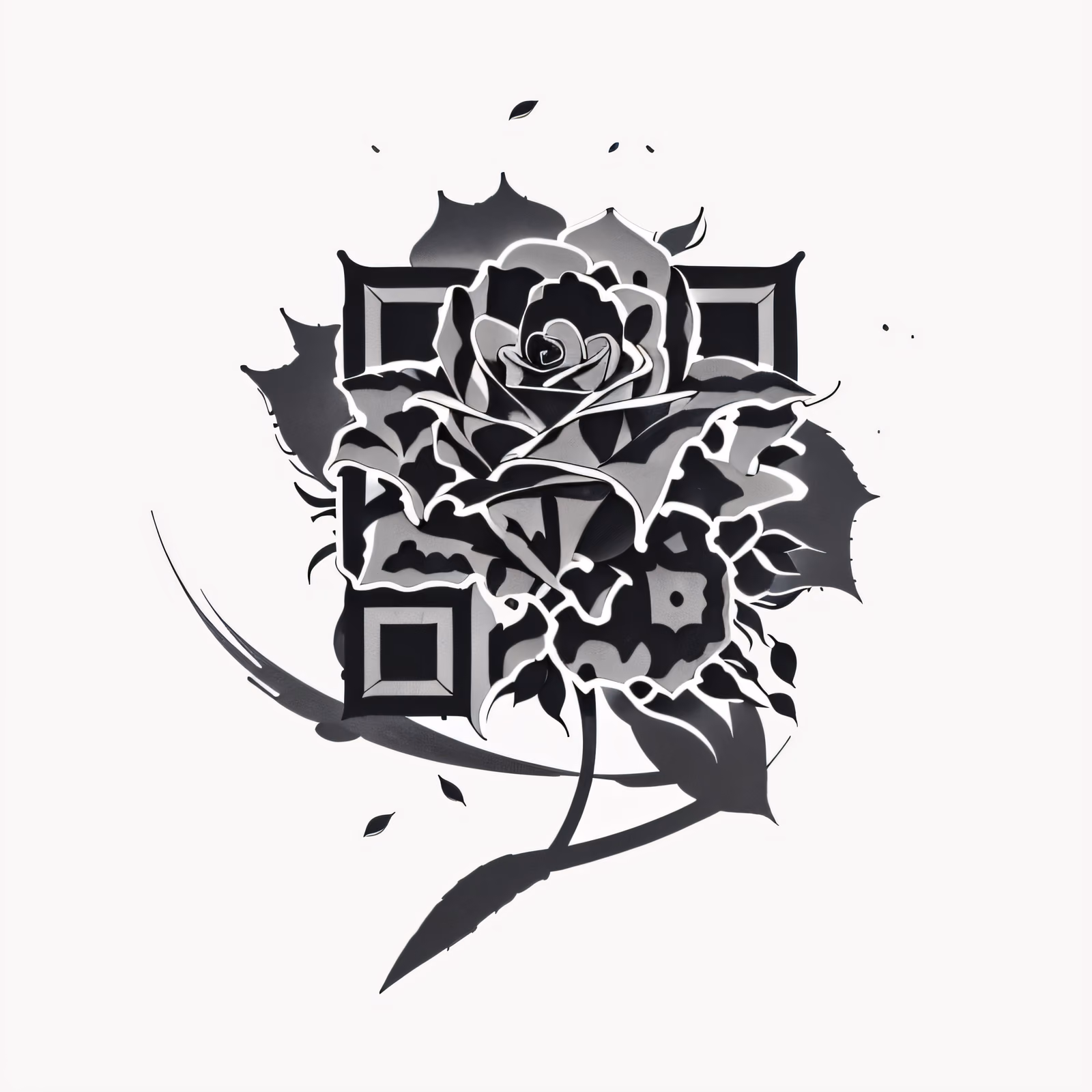 Black Rose Ink Tattoo QR Code for Temporary Tattoos — image 1