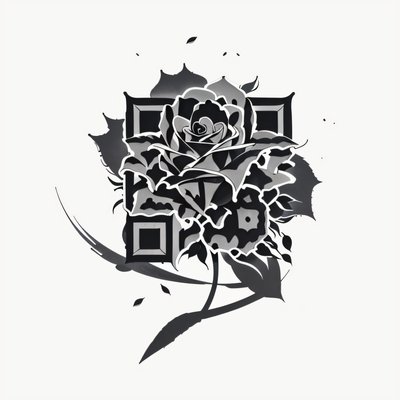 Black Rose Ink Tattoo QR Code for Temporary Tattoos