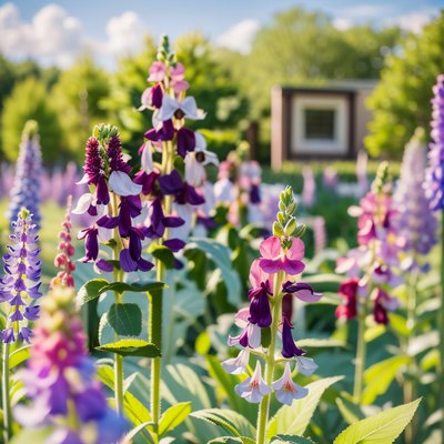 Lupine and Foxglove Garden Photo QR Code Art