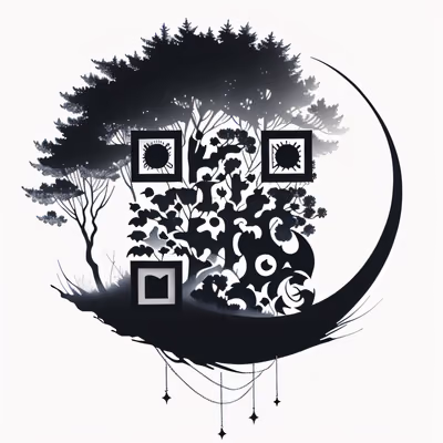 Силуэт лесной луны: QR-код для временных татуировок — изображение 1