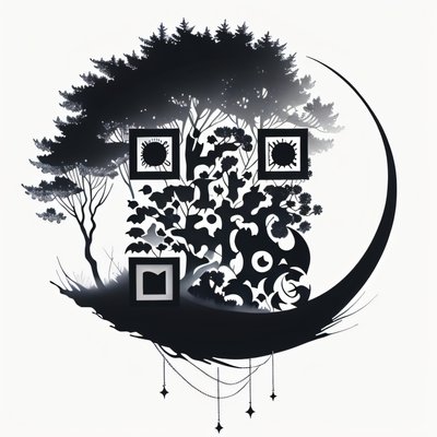 Силуэт лесной луны: QR-код для временных татуировок