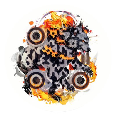 Flaming Cerberus Hellhound Vector QR Code for Stickers