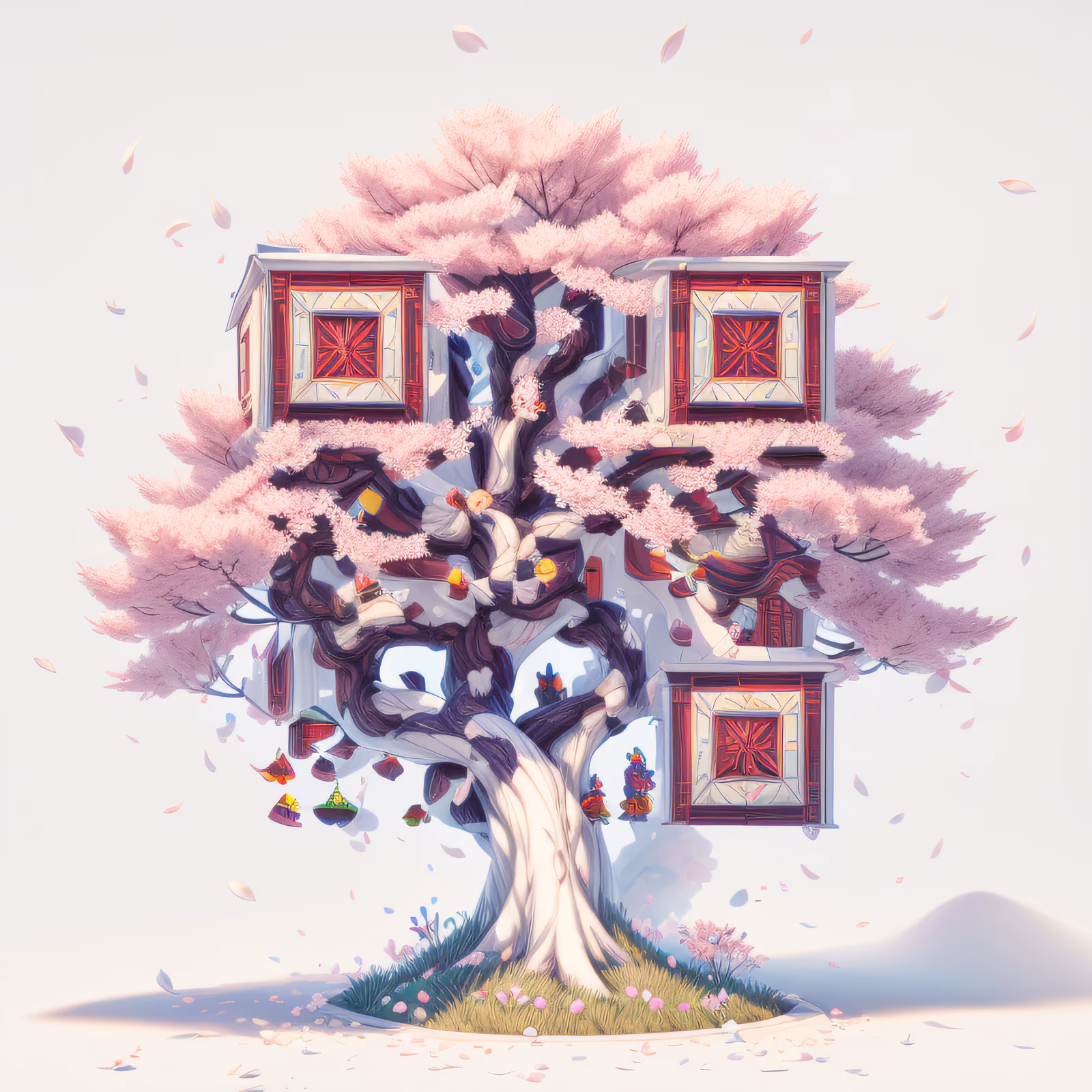 Домик на цветущей вишне: 3D QR-код — изображение 1