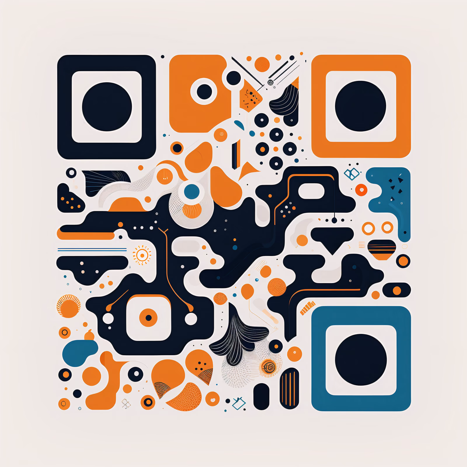 Abstract Doodle Shapes Flat Vector QR Code for Posters — image 1