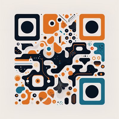 Abstract Doodle Shapes Flat Vector QR Code for Posters