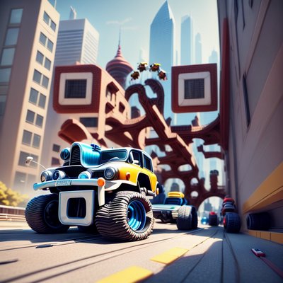 Toy Race Car City 3D QR Code for Posters