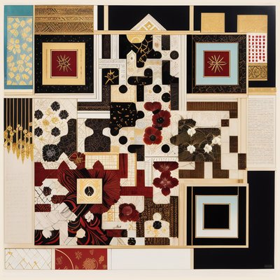Folk Floral Paper Collage QR Code Art