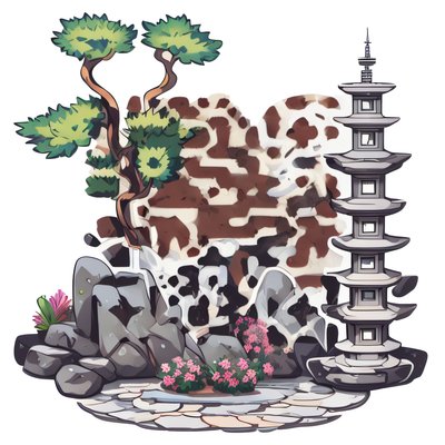 Japanese Garden Pagoda Vector QR Code for Stickers