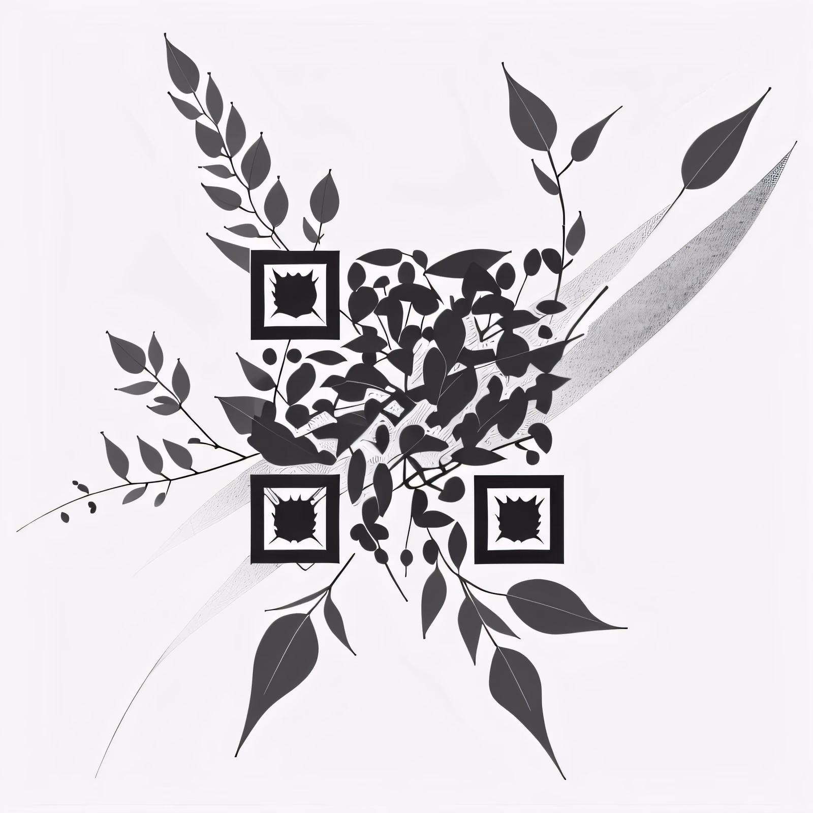 Eucalyptus Branch Ink QR Code for Temporary Tattoos — image 1