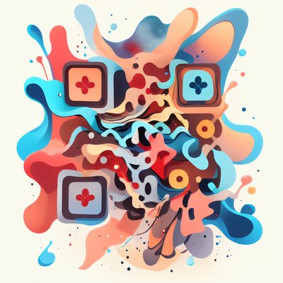 Abstract Fluid Waves Vector QR Code for Stickers