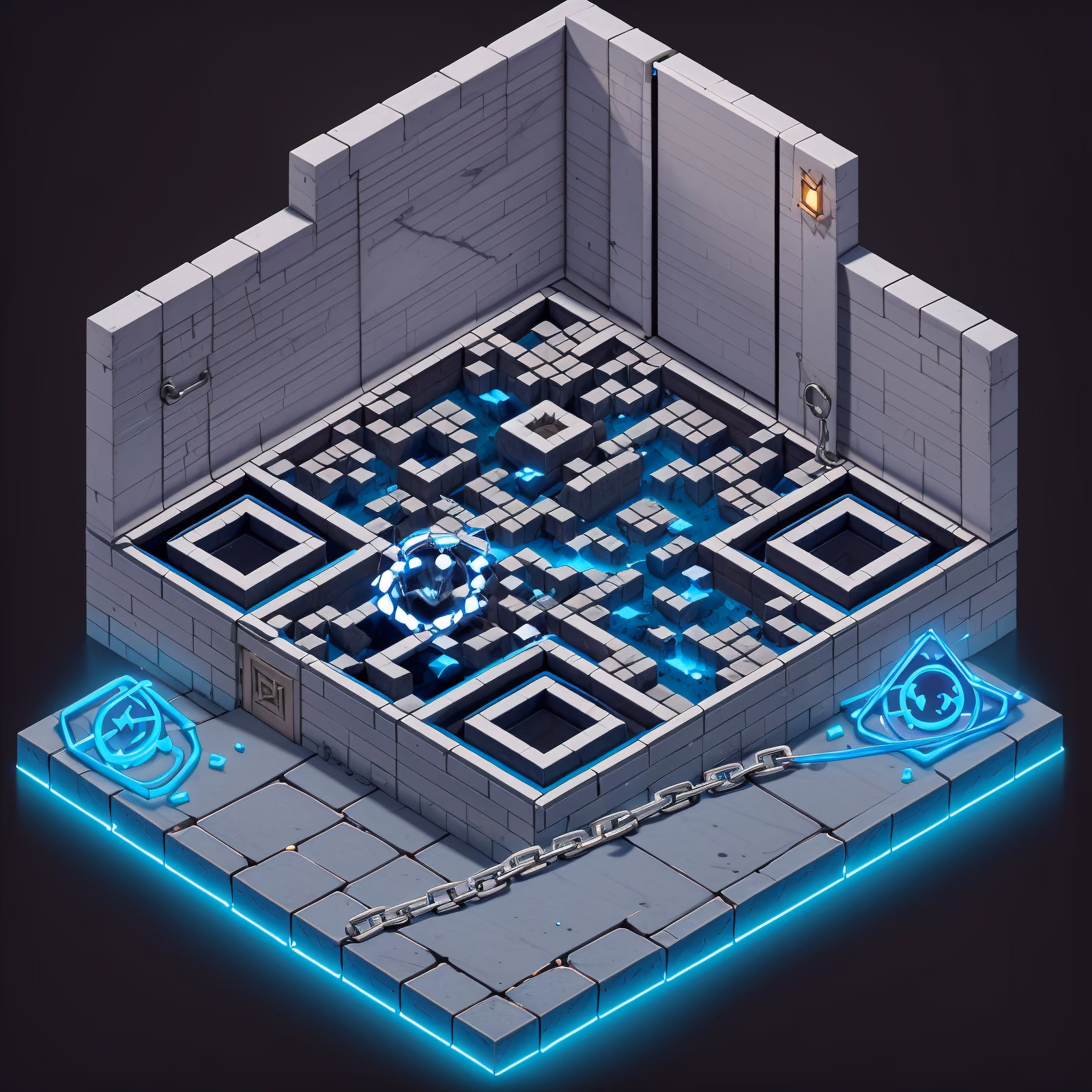 Isometric Dungeon Chamber 3D QR Code for Posters — image 1