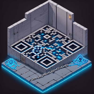 Isometric Dungeon Chamber 3D QR Code for Posters — image 1