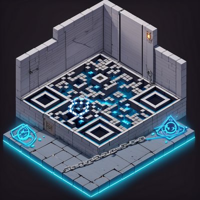 Isometric Dungeon Chamber 3D QR Code for Posters